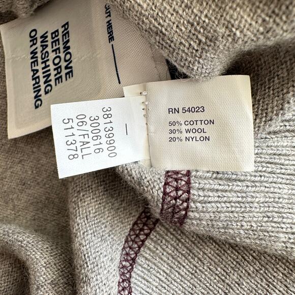 Gap EUC Y2K Wool Cotton Blend Full Zip Baseball Hoodie Gray Plum Cardigan L - Picture 6 of 9